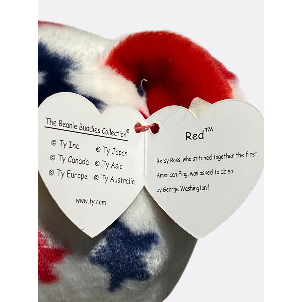 Ty Beanie Buddy Red™ Plush Bear With Patriotic Stars - Picture 3 of 10
